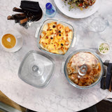 NUTRIUPS Small Glass Casserole Dish with Lid Oven Safe Casserole Dish Set 2 Pack(7.8in Square+8in Round), Microwave Safe Bowls With Lid Casserole Cookware NUTRIUPS