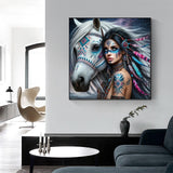 APTDYIGL 5D Horse and Women Diamond Painting Kits for Adults Beginner,DIY Horse Diamond Art Kits for Adults,Round Full Drill Diamond Dots with Gem Art Kits,Home Wall Decor 13.7X13.7inch APTDYIGL
