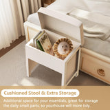 KOLIGEY Vanity Desk with Mirror and Lights, 45"W Farmhouse Makeup Vanity Desk with 44"W Lighted Mirror, Dressing Table with Glass Tabletop, 6 Drawers & 1 Cabinet Door for Bedroom, Dark Walnut & White KOLIGEY