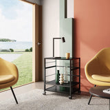 DEVAISE Mobile 3-Shelf Printer Stand with Adjustable Shelves, Modern Printer Cart with Large Storage Space, Printer Stand for Home Office, Black DEVAISE