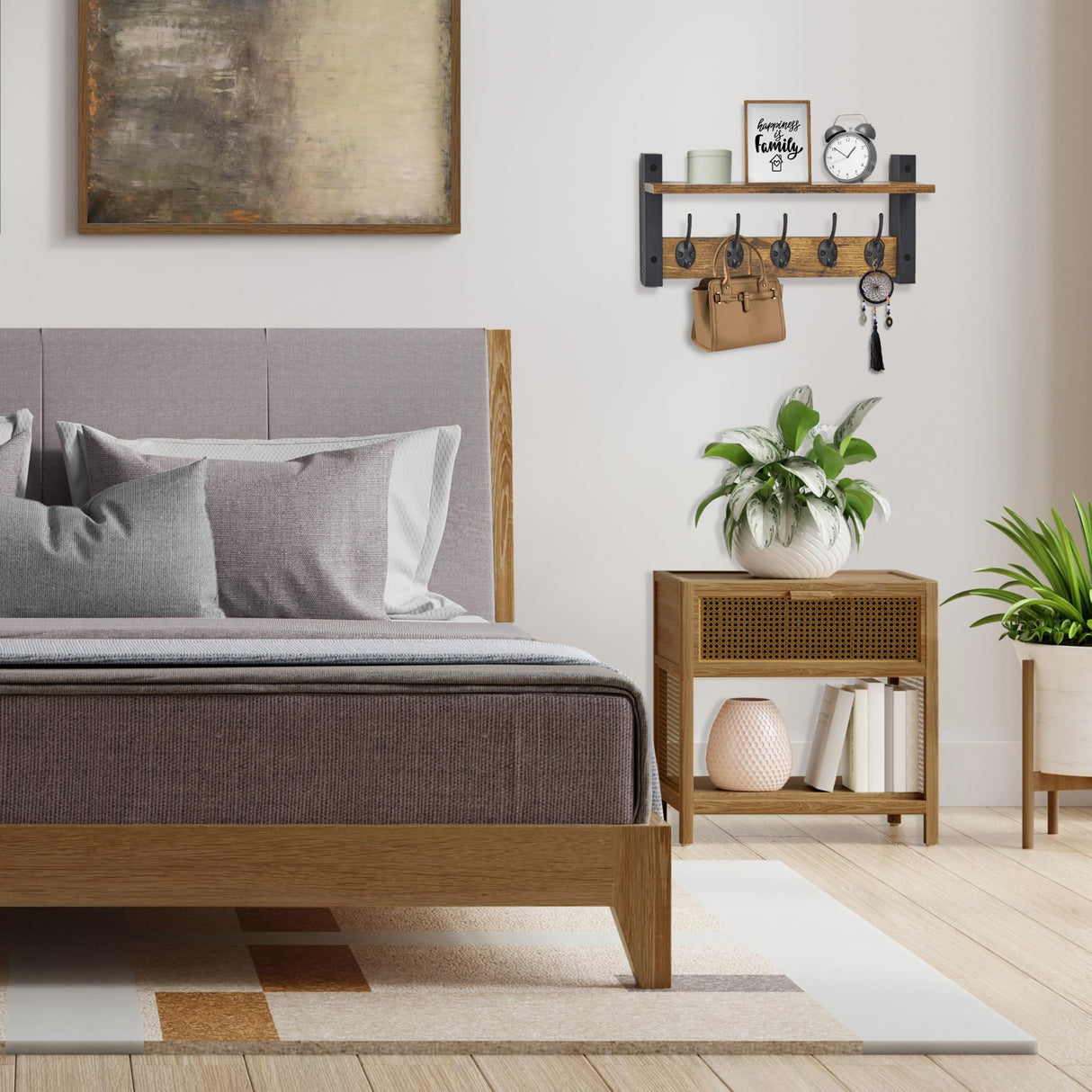 Sorbus Coat Hooks Wall Mount with Shelf – 16 Inch Coat Rack Wall Mount with 5 Heavy Duty Hooks – Floating Wall Shelf with Hooks for Entryway, Bathroom, Bedroom, Kitchen, or Mudroom (Rustic Brown) Sorbus