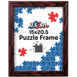 US Art Cherry 15x20.5 Puzzle Frame .75" Inch Wide - Handmade Solid Wood Picture Frames with Preinstalled Hangers and UV Blocking Plexiglass Frames US Art