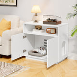 CHOEZON Cat Litter Box Enclosure, Litter Box Furniture Hidden, Versatile Litter Enclosure Furniture with 2 Doors and 1 Entrance, Indoor Cat House for Living Room, Bedroom, White MMW01WB CHOEZON