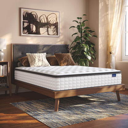 Vesgantti Full Size Mattress, 10 Inch Hybrid Full Mattress in a Box, Pillow Top Double Bed Mattress, Gel Momory Foam and Pocket Coils Innerspring Mattresses, Pressure Relief, Medium Firm Plush Feel