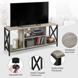 Yaheetech TV Stand for 65 inch TV Console Table with Storage Shelves Cabinet, 55" Wood Entertainment Center for Living Room, Industrial Modern Style TV Cabinet for Flat Screens, Gray Yaheetech