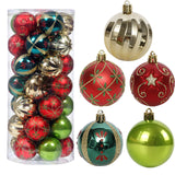 ROSELEAF 30ct 2.36" Shatterproof Christmas Tree Ornaments - Red, Green, Gold Plastic Hanging Balls - Christmas, Wedding And Engagement Occasion ROSELEAF