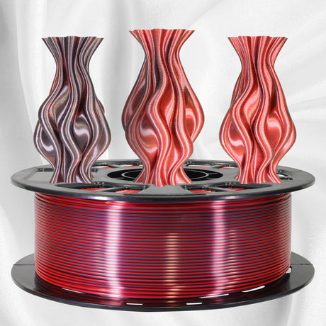 OEM MIKA3D 3D Printing Silk PLA Shiny Red Black 2 Colors in 1 Coextrusion 3D Filament, 1.75mm 1KG Dual Bicolor Double Colors 3D Printer Material Widely Support for Printers OEM MIKA3D