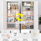 PAOFIN Kitchen Pantry Storage Cabinet with Doors and Adjustable Shelves, Metal ClosetMaid Food Pantry Cabinets, 75" Tall Freestanding Cupboard for Kitchen, Laundry or Utility Room, White PAOFIN