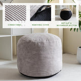 HIGOGOGO Round Stuffed Pouf Ottoman, Corduroy Poufs with Foam Chunk Filling, Furry and Fluffy Pouf Foot Stool Storage Ottoman, 20 X 15 Floor Poufs Foot Rest for Living Room, Grey HIGOGOGO