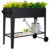 LEETOLLA Elevate 32" Tall Raised Garden Bed Outdoor with Wheels & Shelf for Mobility, 400LBS Capacity, Anti-Rust Steel Planter Box for Vegetables/Herbs, Patio-Balcony-Backyard LEETOLLA