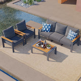 Aluminum Outdoor Patio Furniture Set, 5 Seats Outdoor Sectional with Coffee Table (3-Seater and 2 Single Seats) Aoxun