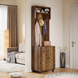 Tribesigns 3-in-1 Entryway Hall Tree with Storage, Farmhouse Hall Tree with Coat Rack, Top Storage and Shoe Cabinet for Entryway, Hallway, Bedroom, Rustic Brown Tribesigns
