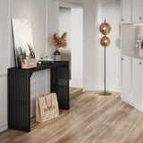 ROOMTEC Narrow Console Tables for Entryway, 46" Solid Wood Console Table Behind Couch, Farmhouse Entryway Table with Storage, Console Tables for Living Room, Hallway, Foyer (Black, Console Table) ROOMTEC