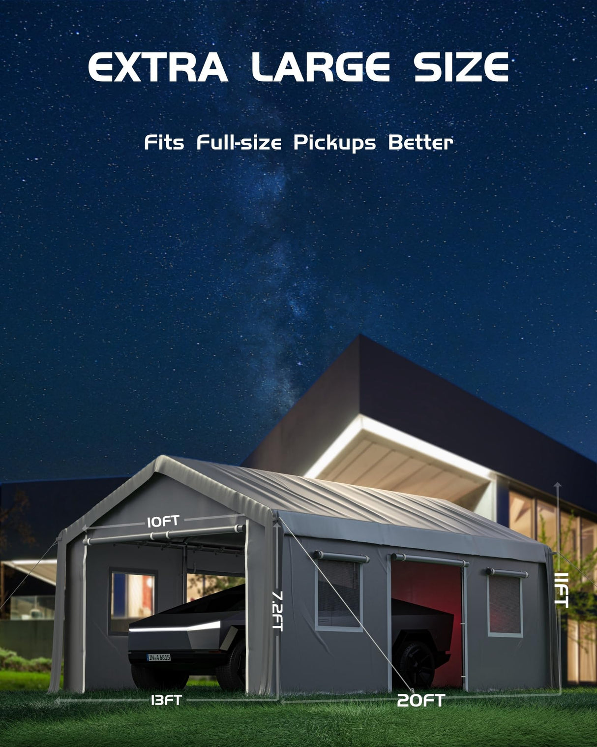 GAOMON 13x20 Ft Heavy-Duty Carport with Detachable Sidewalls, Front and Rear Doors, Sandbags and All-Season Waterproof Fabric Suitable for Cars, Boats, Trucks and Motorcycles (Silver Grey) GAOMON