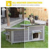 Aivituvin Cat House Outdoor Feral Cat Shelter Weatherproof Cat Condo for Winter Double Rooms Kitty Cage Aivituvin