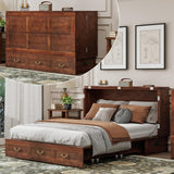 EITACHUL Solid Wood Murphy Storage Bed: Queen Size Murphy Bed with USB Port and Strong Drawer for Bedroom/Guest Room/Living Room（Mattress Not Included） Shadow Black-16 EITACHUL