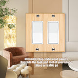 Solid Wood Double Rocker Light Switch Plate 4.5" X 4.5" Bamboo Light Switch Cover Quality Raw Wooden Decorative Bedroom Kitchen Home Decor (Double Alckerou