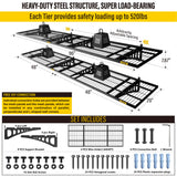 Aecxm 4 Pack-1.64x4ft Wall Garage Storage Shelf, Adjustable Sliding Rail Design Garage Wall Shelf, for Tool Room, Storage Garage Wall Storage Shelf (Black) Aecxm