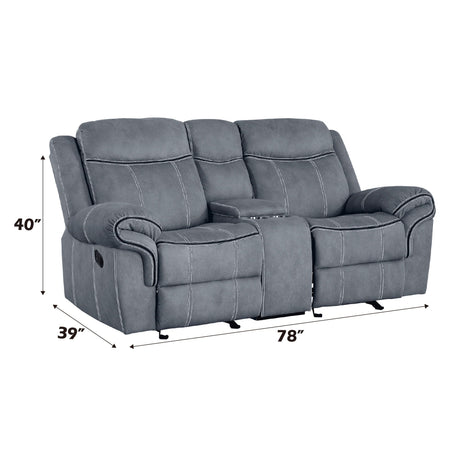 Zubaida Two Tone Recliner Loveseat with USB Port Console HouseOfZazla
