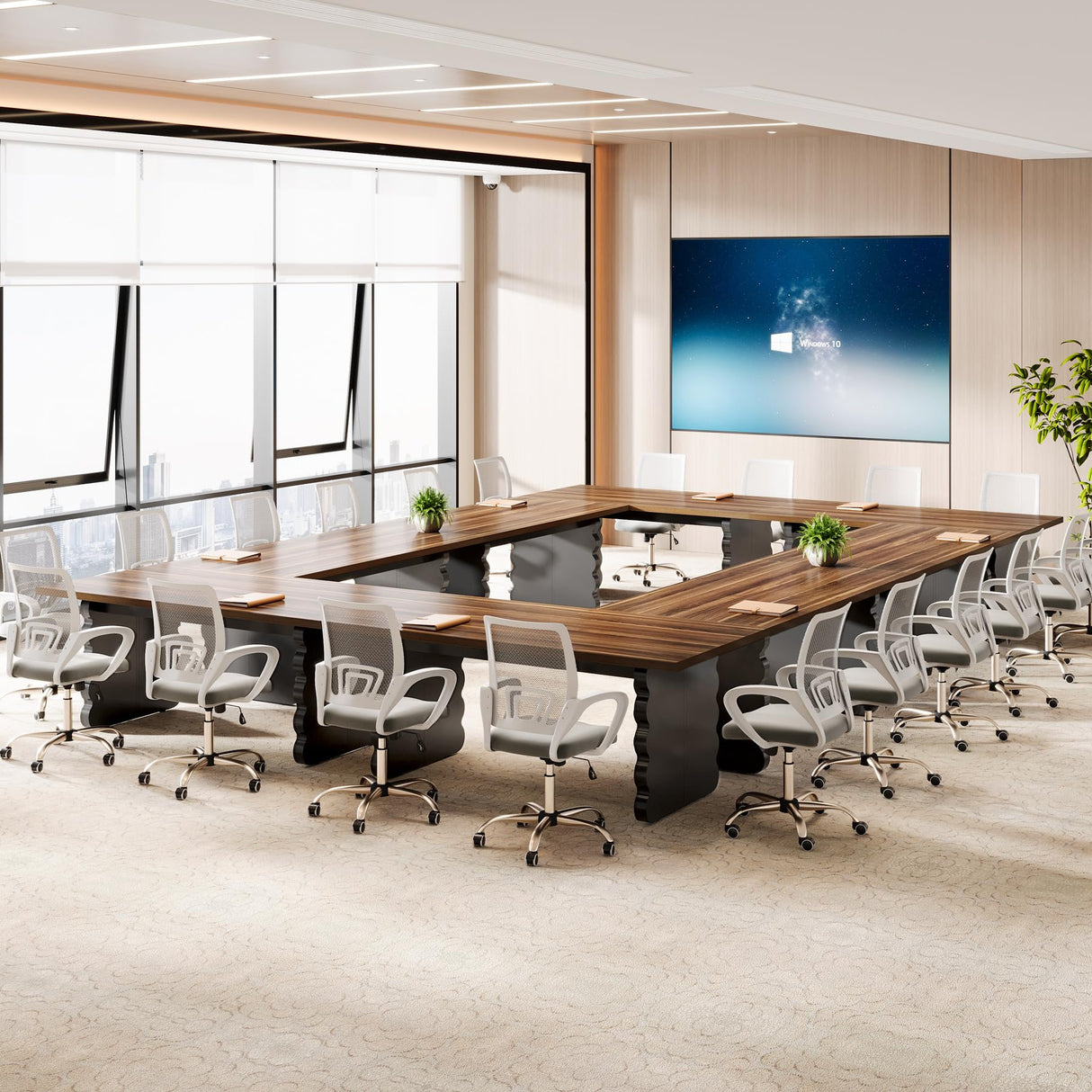 Tribesigns 5FT Wooden Conference Table, Long Office Meeting Room Table, Large Modern Rectangle Seminar Desk for 6 Tribesigns