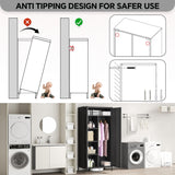 MIOCASA Metal Armoire, Wardrobe Closet Cabinet with Hanging Rod and 4 Shelf Steel Storage Locker Clothes Organizer for Bedroom, Changing Room, Laundry Room, Office (Black) MIOCASA