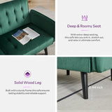 TYBOATLE 65" W Velvet Modern Convertible Folding Futon Couch Sofa Bed w/ 2 USB Charging Ports and arms, Loveseat for Living Room, Office, Apartment, Bedroom (Green) TYBOATLE
