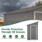 Voryvans Storage Shed 4 * 8 FT Lean to Shed Metal Sheds & Outdoor Storage Cabinet Lockable Tool Organization Bike Mower Shed Portable Outside for Garden Patio, Grey Voryvans