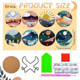 Sunnyray 8 Pcs Diamond Painting Coasters Kits with Holder, Landscape Black Cat Diamond Art Coasters Set Boho Diamonds Dots Painting Kits Adults DIY Art for Drinks Coffee Table(Landscape) Sunnyray