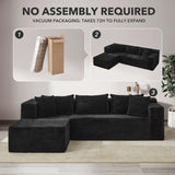 106" Cloud Sectional Couch with l-Shape Chaise,Modern Modular Sofa with Deep Seat, Upholstered Couches for Living Room Bedroom,No Assembly Required,Black GarveeHome
