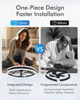 CubiCubi Modern Ceiling Fans with Lights, 20 Inch Black Fandelier with Remote Control and APP, Quiet LED Fan Light with 3CCT and 6 Wind Speeds, Low Profile Flush Mount Fan for Bedroom, Dining Room CubiCubi