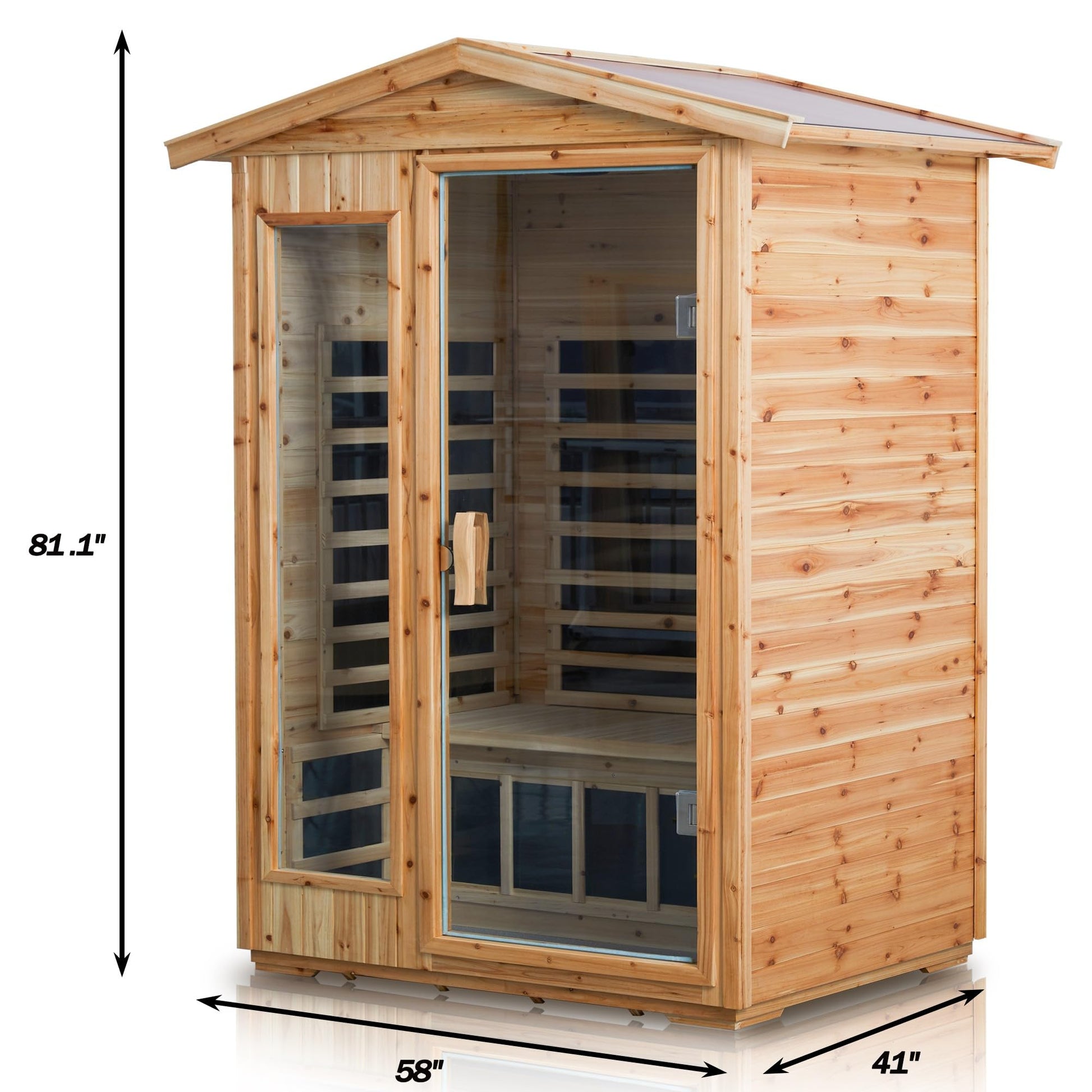 TO'GO 902VS Outdoor Sauna 2 Person, Far Infrared Sauna, Outdoor Saunas for Home, 1750 Watt Low EMF Heating Panel, Bluetooth, LCD, LED, Chromotherapy - Canadian Hemlock Wood - WoodArtSupply