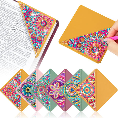 6 PCS Diamond Art Bookmarks, Diamond Painting Bookmarks for Book Lovers 5D DIY Bookmark Corner Bookmark Adults Crafts Diamond Art Kits for Adults Kids Home Office Beginner Adults Gift ALKALO