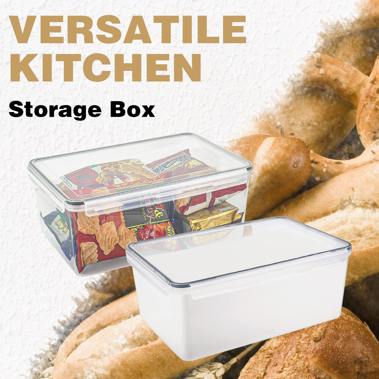 Tiawudi 2 Pack Large Bread Box for Kitchen Countertop, Airtight Bread Storage Container for Homemade Bread and Bakery Loaf, Plastic Bread Keeper, 11.6 Qt / 11L Each Tiawudi