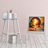 CZYWJMEI 5D Fall Diamond Painting Kits for Adults Beginners,DIY Maple Leaf Landscape Diamond Art,Full Round Drill Diamond Dot Gem Art Kits,Home Wall Decor 16x16 Inch CZYWJMEI