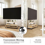 FITUEYES Rolling Floor TV Stand Mount for 70-100 Inch Large LCD/LED TVs TV Cart Heavy Duty Hold Up to 176 lbs Mobile Corner Stand with Mount for LCD/LED Flat Curved Screens with Wooden Large Storage FITUEYES