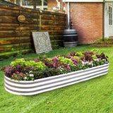 Land Guard 8ft Galvanized Raised Garden Bed Kit, Raised Garden Boxes Outdoor, Oval Metal Raised Garden Beds for Vegetables, Silver,108 Gallon Capacity(with 10 Connecting rods) Land Guard
