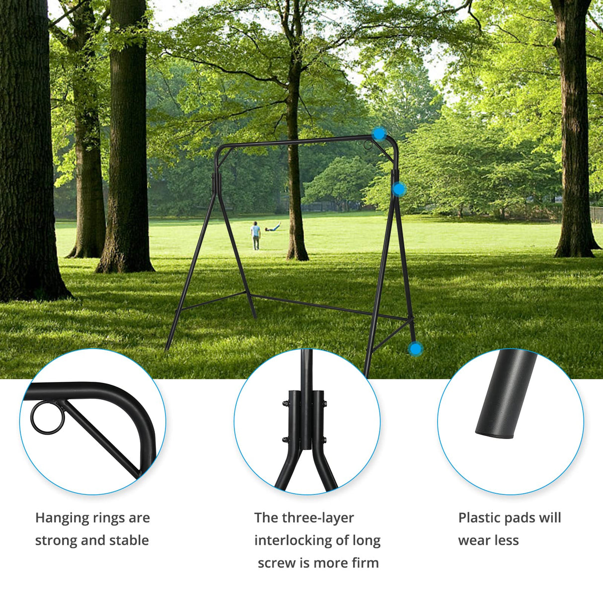 Outvita Metal Swing Stand, 550lbs Heavy Duty Steel A-Frame Stand Powder Coated Finish for Kids, Adults Outdoor Backyard Patio Porch Outvita