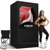 KASUE Upgraded Infrared Sauna Box for Relaxation,Detoxification,Portable Steam Sauna for Home with XL Steamer,Folding Chair,Multiple Layered Full Body Sauna Tent for Spa,Indoor,Outdoor,Gym-Black KASUE