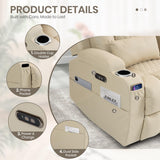 CALIVIA Wall Hugger Power Reclining Loveseat with Manual Adjustable Headrests, Electric Recliner Sofa with USB/Type-C Ports, Cup Holders – Perfect for RV and Small Spaces (Beige) CALIVIA