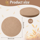 SEPGLITTER 12 Pcs Round Burlap Placemats Bulk 11.8 inches Brown Reusable Natural Jute Table Mats for Wedding Dinner Party Farmhouse Dinner Table Decor SEPGLITTER