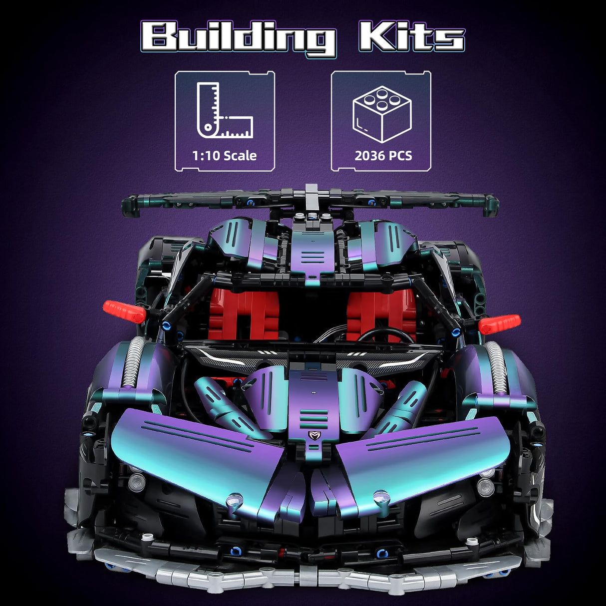 BTEC Super Cars Building Kits for Adults 1:10 Scale MOC RC Technique Car Block Remote Control Model Kits for Men Teen Adult Collectible Model Race Engineering Toy Set 2036 PCS BTEC
