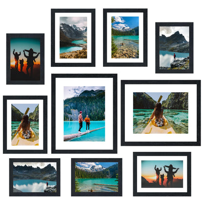 Fixwal Black Picture Frame Set, Picture Frames Collage 10 Pack for Wall or Tabletop with 8x10 5x7 4x6 Frames, Gallery Wall Frame Set, Hanging or Tabletop Display - WoodArtSupply