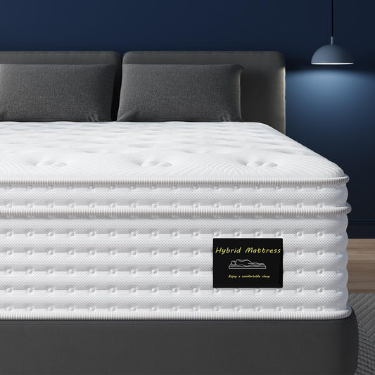 BedStory Queen Mattress - 14 Inch Hybrid Mattress in a Box - Individual Pocket Springs and Memory Foam for Pressure Relief and Motion Isolation - Medium Feel Mattress Queen, CertiPUR-US