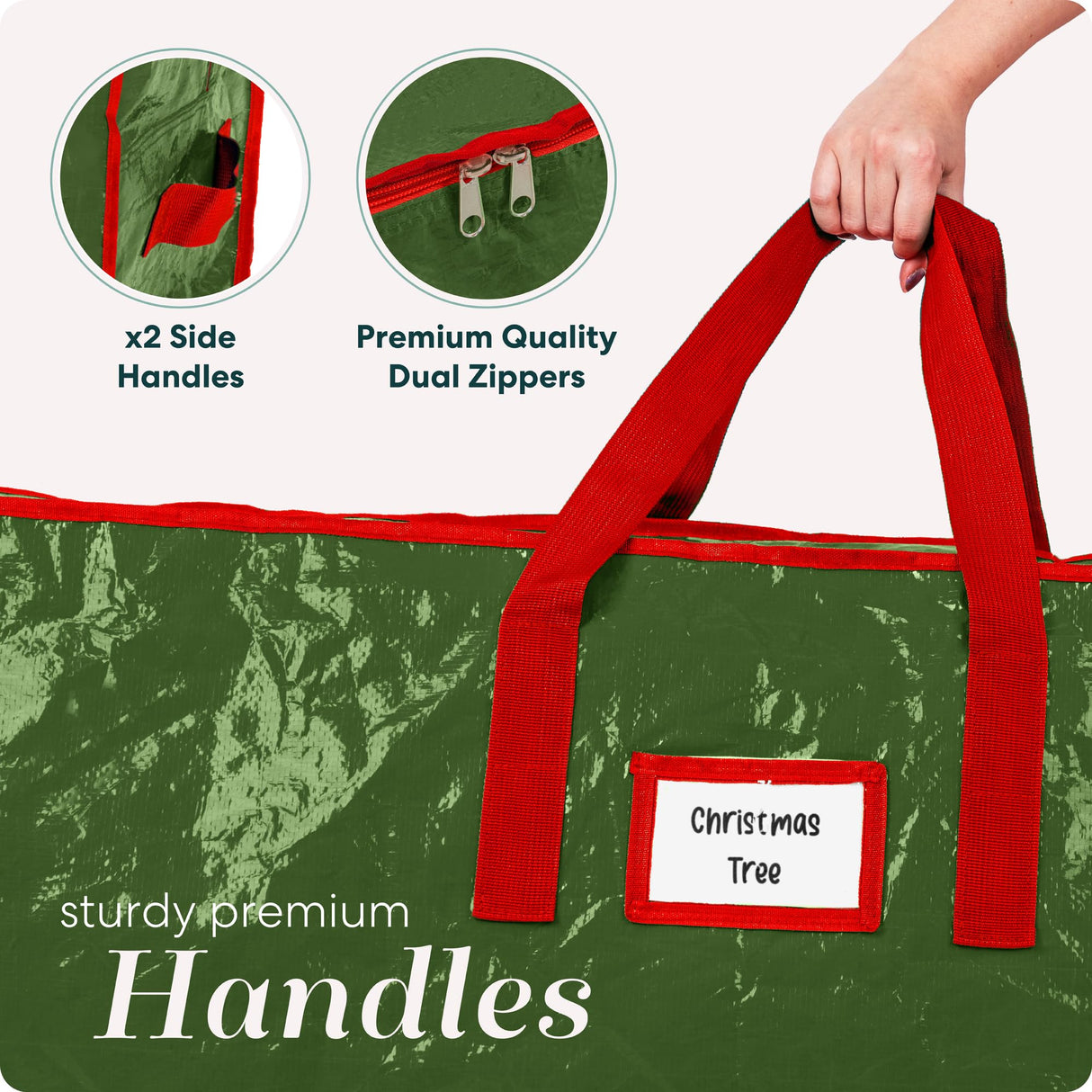 Handy Laundry, Christmas Tree Storage Bag - Stores 7.5 Foot Artificial Xmas Holiday Tree, Durable Waterproof Material, Zippered Bag, Carry Handles, Protects Against Dust, Insects and Moisture. Handy Laundry