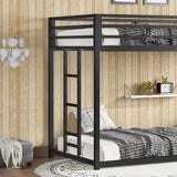 Bellemave Twin Over Twin Metal Bunk Beds for Kids/Adults,Heavy Duty Kids Floor Bunk Bed Twin Size,Noise Reduced Structure,Black Bellemave