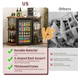 METYERRY Bakers Rack with Power Outlet and LED Light, Microwave Stand with Storage，Coffee Bar Cabinet with Wine Rack,Kitchen Shelf Suitable for Kitchen, Dining Room, Living Room, Rustic Brown METYERRY