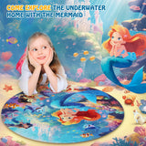 DIGOBAY Floor Puzzles for Kids Ages 3-5, 70 Pieces Mermaid Jigsaw Puzzle for Toddler Girls Ages 3 4 5 6 7 8 Year Old, Large Round Underwater Princess Puzzle Educational Learning Toys Birthday Gift DIGOBAY