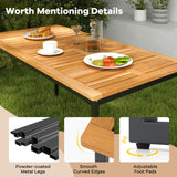 Tangkula 6 Pieces Outdoor Acacia Wood Dining Set, Patio Table and Chairs Set with Bench and 2” Umbrella Hole, Outdoor Patio Dining Furniture Set for Lawn, Garden, Poolside, Backyard Tangkula