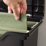 IRIS USA File Box with Lid File Organizer for Letter File w/ Organizer-Lid, Plastic Mobile Filing Organizer, Water Resistant Document Box, Portable File Box with Handle, Secure Buckle, Lockable, Black IRIS