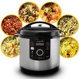 MegaChef 12 Quart Digital Pressure Cooker with 15 Preset Options and Glass Lid, Silver Megachef
